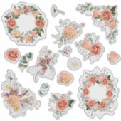 Set aus Rose und Frühlingsblumen. Aufkleber (Vorderseite)