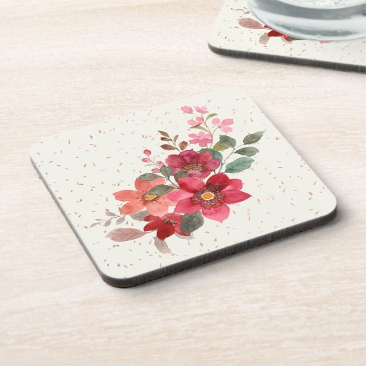 Set aus rotem Kunststoff-Untersetzer Getränkeuntersetzer (Linke Seite)