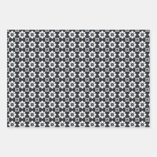 Set aus schwarzem und weißem Umschlagpapier mit 3 Geschenkpapier Set (Vorderseite 2)