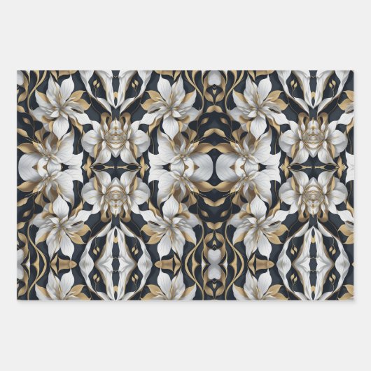 Set aus schwarzem und weißem Umschlagpapier mit 3  Geschenkpapier Set (Vorderseite)