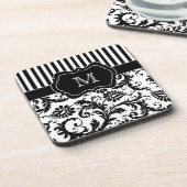 Set aus schwarzem und weißgestrichenem Damaskus-Un Getränkeuntersetzer (Linke Seite)
