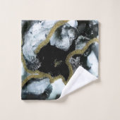 Set aus schwarzem, weißem und goldfarbenem Badetuc (Waschlappen)