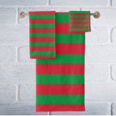 Set aus Teakholz, rot und weiß gestreift