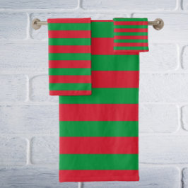 Set aus Teakholz, rot und weiß gestreift