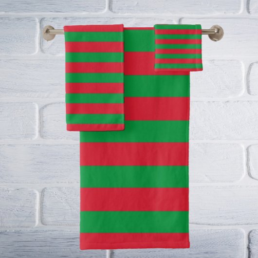 Set aus Teakholz, rot und weiß gestreift