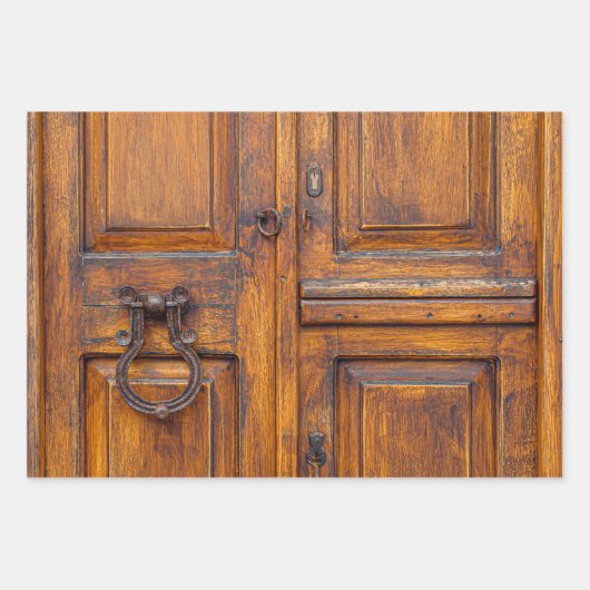 Set aus Umschlagpapier - Holztür mit Handgriff Geschenkpapier Set (Vorderseite 3)