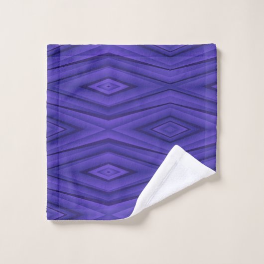 Set aus zwei lila Handtüchern mit geometrischen  (Waschlappen)