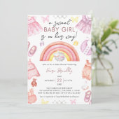 Set Baby Girl Clothes Girl Babydusche Einladung (Stehend Vorderseite)