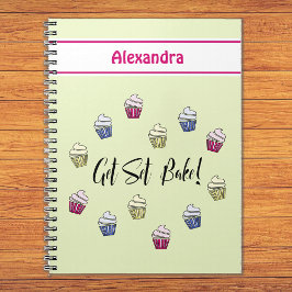 Set Bake bunten Kuchen individuelle Name Notizblock