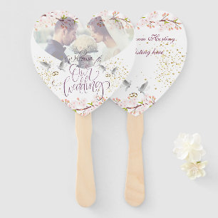 Set de abanicos con flores y palomas fächer