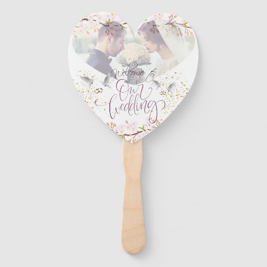 Set de abanicos con flores y palomas fächer (Vorderseite)