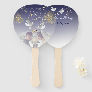 Set de abanicos con palomas y anillos fächer