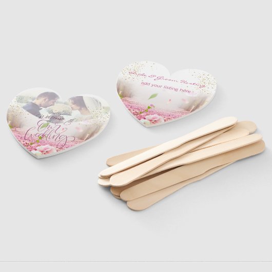 Set de abanicos para boda con flores y brillo fächer (Non-assembled)