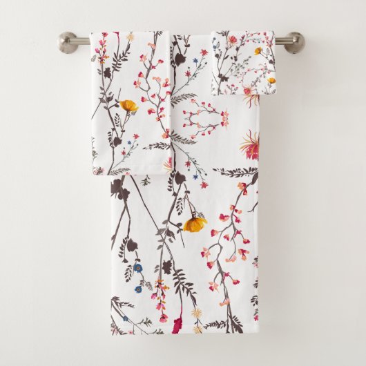 Set de toallas con flores en rosa y naranjas (Insitu)