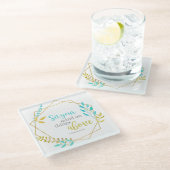 Set deine Gedanken über Dinge über dem Bibelverse- Glasuntersetzer (Schrägansicht)