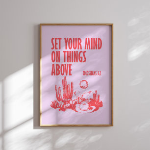 Set deine Gedanken über Dinge über Rosa und Rot Poster