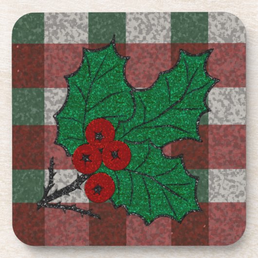 Set der 60er Xmas Gingham Getränkeuntersetzer (Vorderseite)