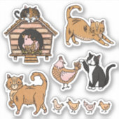Set der Aufkleber für Katzen und Hühner (Vorderseite)