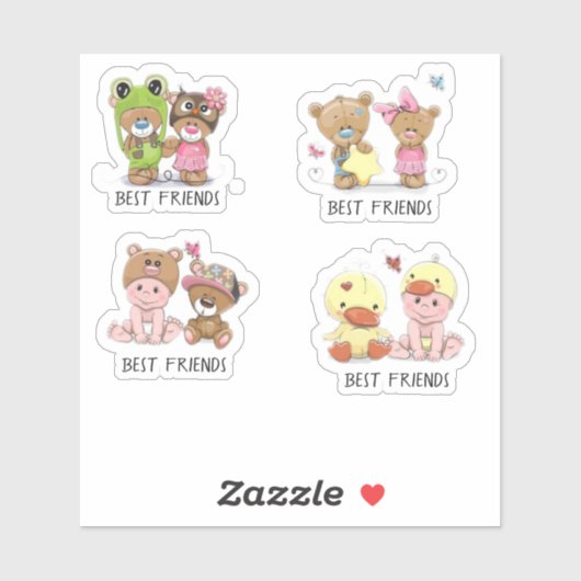 Set der besten Freunde Aufkleber (Blatt)