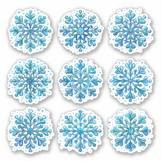 Set der blauen Schneeflocken Aufkleber (Vorderseite)