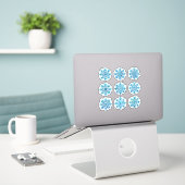Set der blauen Schneeflocken Aufkleber (Laptop auf Schreibtisch)
