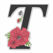 Set der Blume, Monogramm T, Buchstabe T, Blume, Mo Aufkleber (Vorderseite)