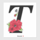 Set der Blume, Monogramm T, Buchstabe T, Blume, Mo Aufkleber (Blatt)