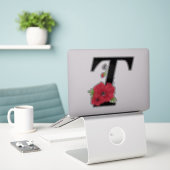 Set der Blume, Monogramm T, Buchstabe T, Blume, Mo Aufkleber (Laptop auf Schreibtisch)