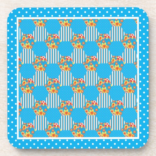 Set der Cork-Backed Untersetzer Orange, Blue Patch (Vorderseite)