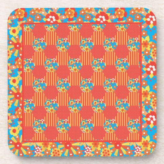 Set der Cork-Backed Untersetzer Orange, Blue Patch (Vorderseite)