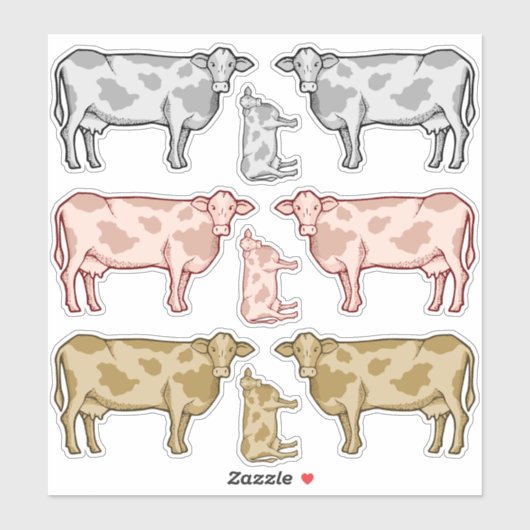 Set der Cow-Profile-Aufkleber Aufkleber (Blatt)