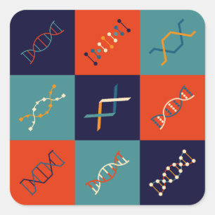 Set der DNA-Stammbiologie Quadratischer Aufkleber