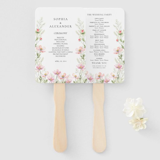 Set der Fans für eine Wildblume Hochzeit. Fächer (Vorne und Hinten)