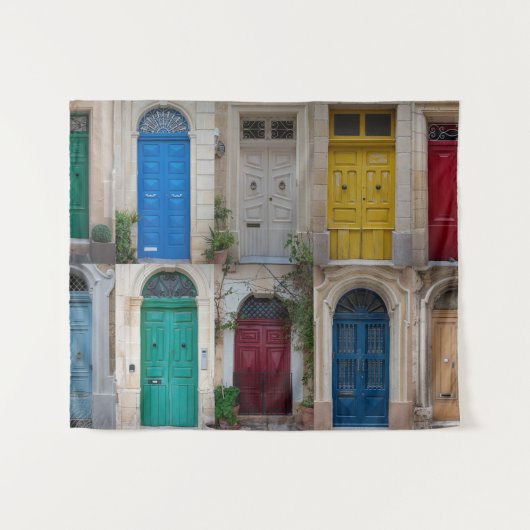 Set der farbenfrohen Haustüren in Malta Wandteppich (Vorderseite (Horizontal))