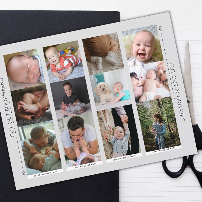 Set der FotoCollage-Familie mit 4 Lesezeichen (Cut Your Own Photo Bookmarks with Text)