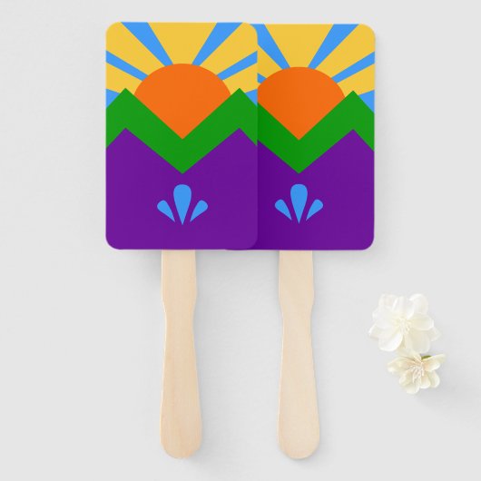 Set der Handventilatoren mit der Flagge von Manito Fächer (Vorne und Hinten)