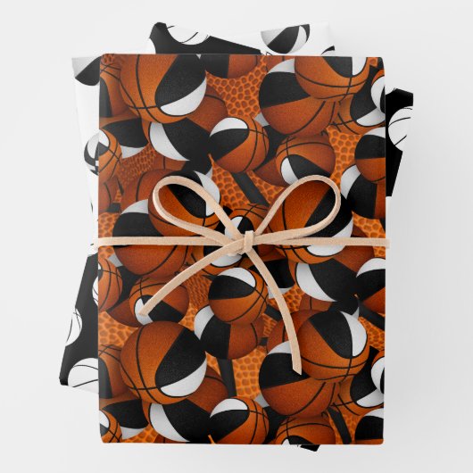 Set der Koordinierung Schwarz-weißer Basketballmus Geschenkpapier Set (Beispiel)