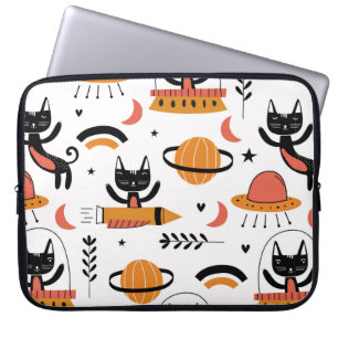 Set der niedlichen Katzenillustrierung Vintage Des Laptopschutzhülle