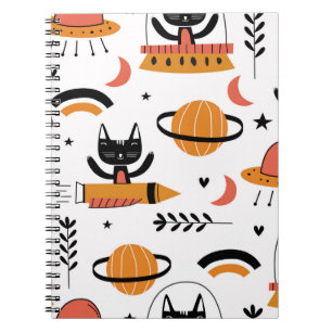 Set der niedlichen Katzenillustrierung Vintage Des Notizblock