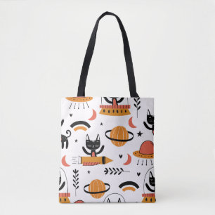 Set der niedlichen Katzenillustrierung Vintage Des Tasche