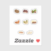 Set der Nüsse Stickers Aufkleber (Blatt)