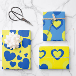 Set der Papierblätter Blau und Gelb Geschenkpapier Set