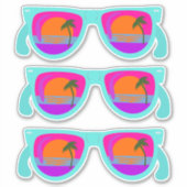 Set der Retro Neon Achtzigern Sonnenbrille Aufkleber (Vorderseite)
