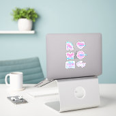 Set der rosa Mode Aufkleber (Laptop auf Schreibtisch)
