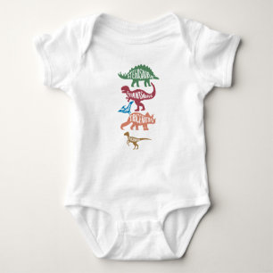 Set der Silhouetten verschiedener Dinosaurier Baby Strampler