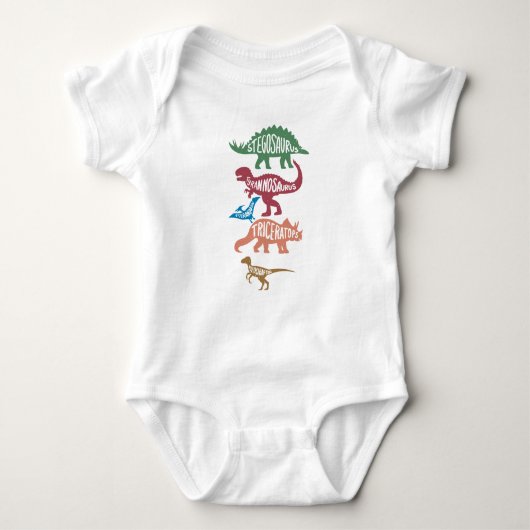 Set der Silhouetten verschiedener Dinosaurier Baby Strampler (Vorderseite)