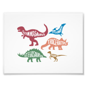 Set der Silhouetten verschiedener Dinosaurier Fotodruck