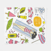Set der Sommerdoodle auf weißem Hintergrund Vintag Fleecedecke (Vorderseite (Horizontal))