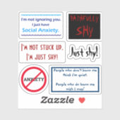 Set der sozialen Angst Nr. 1: Vinyl-Aufkleber nach Aufkleber (Blatt)