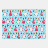 Set der Weihnachtsgnomen | Rote und blaue Schneefl Geschenkpapier Set (Vorderseite)
